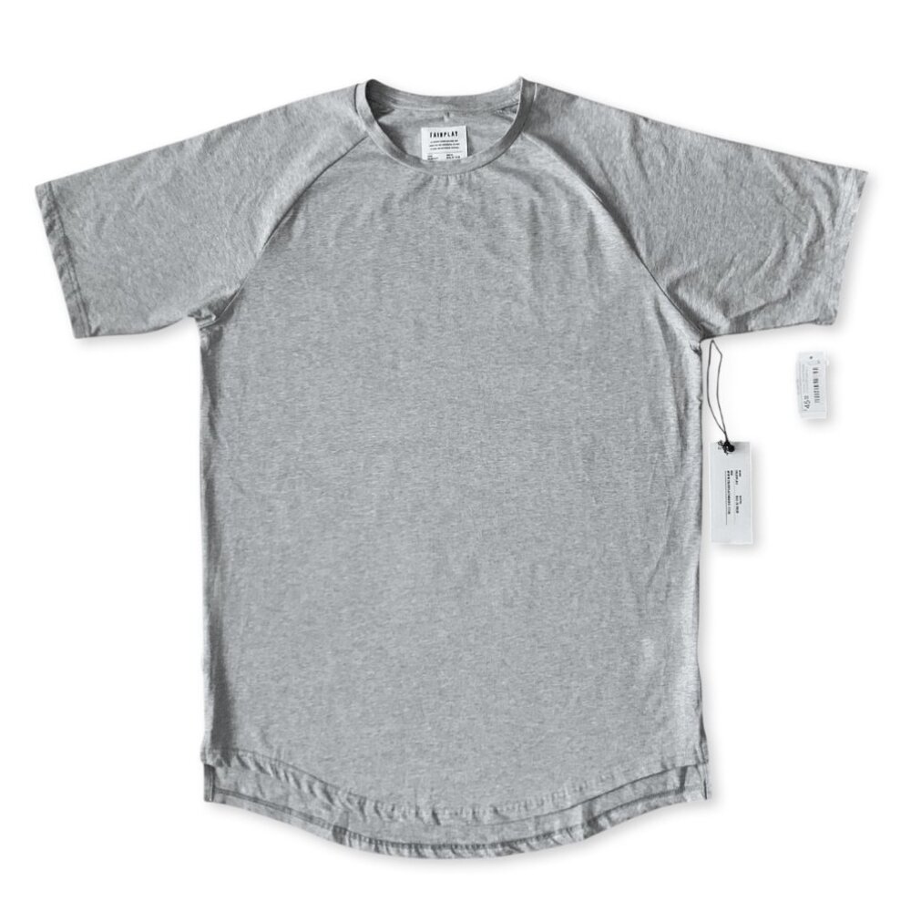 Fairplay Heather Grey Raglan Venice Short Sleeve T Shirt Tee Athleisure Classic - Picture 8 of 16